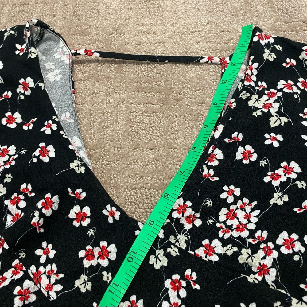 {Zara} Floral Ruffle Long Sleeve Crop Top Blouse~ Size Small - Picture 13 of 16